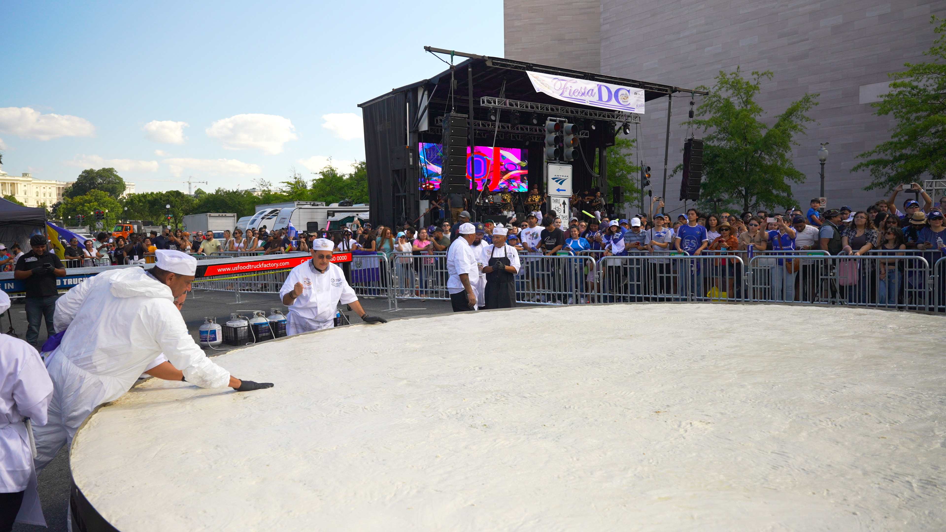 Behind the scenes — giant pupusa at Fiesta DC